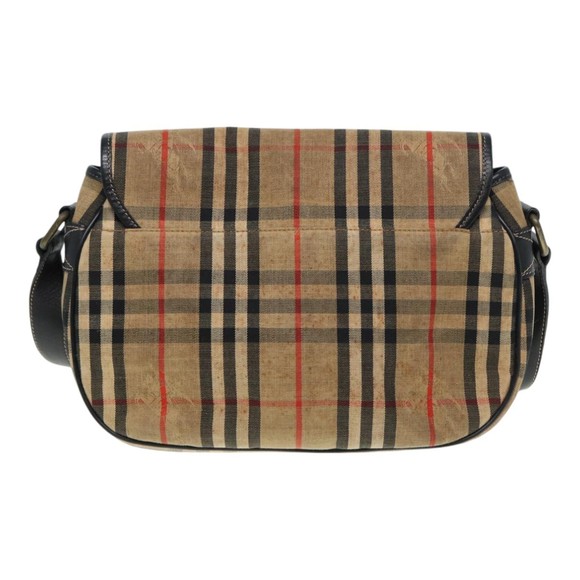 Burberrys Nova Check Shoulder Bag Canvas Beige Black gold Auth 87326 - Picture 3 of 16